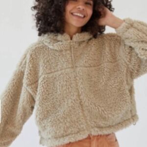 BDG Beige Teddy Jacket Size S Urban Outfitters